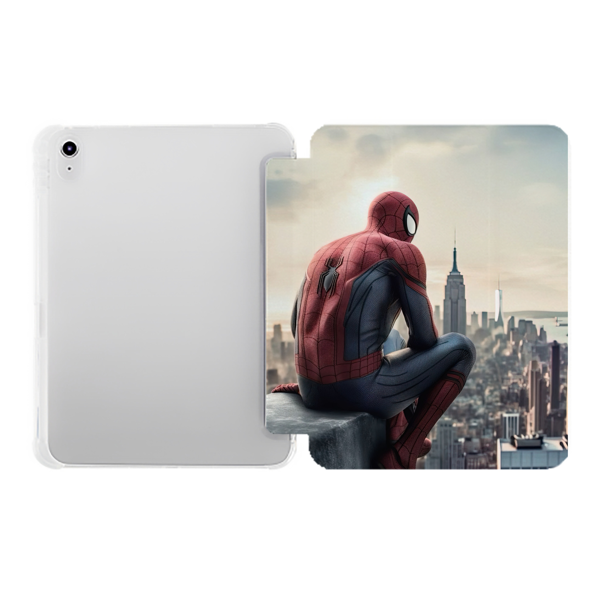 （画像用） Spider Man スパイダーマン IPad ケース ペン収納付き 三つ折りスタンド PUレザー×シリコン 対応機種9.5/10.5/10.9インチ